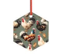 Decorazioni natalizie trasparenti con stampa di galline e gallo, Adornos De Navidad in acrilico per un albero di Natale minimalista