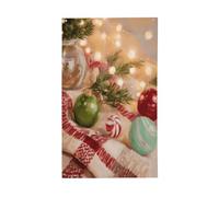 Decorazioni natalizie verdi e rosse con rametti di pino, bandiere per casa da cortile, 0,9 x 1,5 m, con occhielli, decorazioni per interni ed esterni, feste per la casa