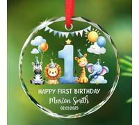 Decorazioni ornamentali in vetro per il primo compleanno, ornamento personalizzato per il primo compleanno del bambino Natale 2025, regali di Natale per neonati, nome e data personalizzati ornamenti