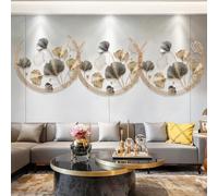Decorazioni Parete Metallo Quadri Moderni Soggiorno 3D Ginkgo Leaf Fatte a Mano Creative Scultura da Parete in Metallo 150×50cm per Soggiorno Camera da Letto
