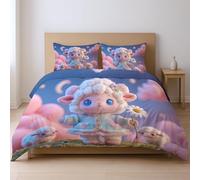 Decorazioni Parure Copripiumino, Felt Art agnello carino soffice, Copripiumino con Federe per Cameretta, Rosa, 200 x 200 cm + 2 Federe 50x80 cm