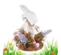 Decorazioni pasquali a forma di coniglio, decorazioni per coniglio pasqua, in legno di coniglio, per decorazioni pasquali, con vassoio a più livelli, decorazione vintage per coniglio pasquale per tab