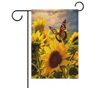 Decorazioni pasquali a forma di girasole con farfalla per esterni con colori vivaci, bandiera da giardino su entrambi i lati, 30 x 45 cm, decorazioni primaverili per veranda, patio, prato, giardino.