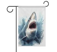 Decorazioni pasquali con squalo nel mare per esterni con colori vivaci, bandiera da giardino su entrambi i lati, 30 x 45 cm, decorazioni primaverili per veranda, patio, prato, giardino.
