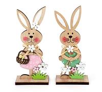 Decorazioni Pasquali, Coniglietto pasquale in legno, Set di 2 Supporti per Pasqua, Pasqua Decorazioni, Coniglio Pasquale Decorazioni