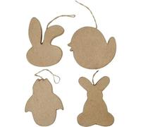 Decorazioni pasquali da appendere, testa di coniglio, pulcino, uovo e coniglietto, altezza: 10 cm, 4 pezzi