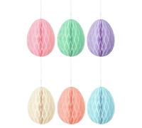 Decorazioni Pasquali,Set Di 6 Pezzi Decorativi A Forma Di Uova Di Pasqua Con Charm Primaverile,Palline di Carta Colorate Appendibili - per Scuola Aula Ufficio Party Porte Finestre Pareti e Albero