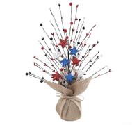 Decorazioni patriottiche a forma di albero di bacche in rosso, bianco e blu, centrotavola per feste del 4 luglio, con ornamenti a stella e fiori di seta, per festa dell'indipendenza, casa e luogo