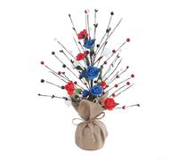 Decorazioni patriottiche a forma di bacche in rosso, bianco e blu, centrotavola per festa del 4 luglio, con ornamenti a stella e fiori di seta, per festa dell'indipendenza, casa e luogo, altezza 43 cm