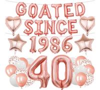 Decorazioni per 40° compleanno oro rosa -41 pezzi GOATED DAL 1986 Banner Set Numero Palloncini Coriandoli Palloncini per 40 anni Forniture per feste