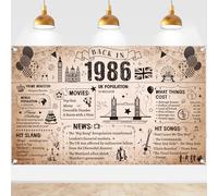 Decorazioni per 40° compleanno per uomini e donne nati nel 1986, sfondo per feste in stile vintage britannico, ideale per la celebrazione del 40° compleanno, saluti a 40 anni, decorazioni per la casa