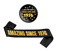 Decorazioni per 50° compleanno, 2 pezzi, nero e oro, con scritta "All the Best Things Were Made in 1976", accessori per fasce per uomini, donne, applausi a 50 articoli regalo per feste
