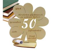 Decorazioni per 50° matrimonio, decorazione in legno con decorazioni dorate per coppie significative per amici e nonni