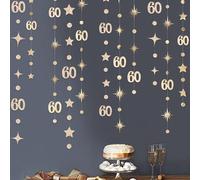 Decorazioni per 60° compleanno in oro champagne numero 60 cerchio Dot Star Garland Metallic Streamer Banner per donne uomini Saluti a 60 anni Compleanno Felice 60° Anniversario Vintage 1965 Forniture