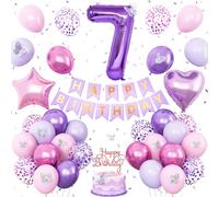 Decorazioni per 7° compleanno, rosa, viola, 7° palloncini per ragazze, lavanda, decorazione per feste di compleanno, numero 7, palloncini per torte, decorazioni per feste a farfalla, per ragazze di 7