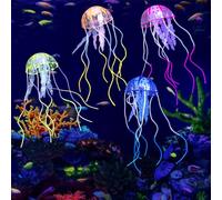 Decorazioni per acquario in silicone, 4 meduse colorate con effetto luminoso, perfette per abbellire vari tipi di acquari. Ornamento unico che donerà una nota di originalità al tuo acquario.