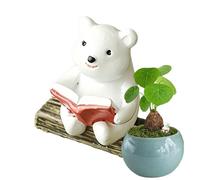 Decorazioni per acquario, mini ornamenti a forma di orso bianco, accessori per acquario, mini decorazione per acquario, orso saggio che legge libri, figure di animali in miniatura impermeabili per
