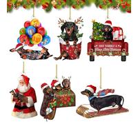 Decorazioni per albero di Natale, 6 pezzi, per bassotto, personalizzate, divertenti da appendere, zaino