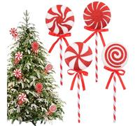 Decorazioni per albero di Natale a forma di lecca-lecca, 4 pezzi, decorazioni per dolci a forma di lecca-lecca, per albero di Natale, decorazione stagionale in schiuma rossa e bianca