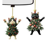 Decorazioni Per Albero Di Natale A Tema Gatto - Addobbi Natalizi Gatto Per Albero | 2 Pezzi 2D Acrilico Charm Borsa Decorazione Casa | Per Portico Giardino Cortile Auto Patio Interno