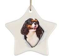 Decorazioni Per Albero Di Natale Ceramica Con Cordino Ornamenti Di Albero Di Natale Addobbi Per Natale Divertente Cavalier King Charles Spaniel Tricolore Che Esce Da Un Muro Crepato