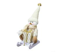 Decorazioni per albero di Natale con pupazzo di neve in schiuma lavorata a maglia e Babbo Natale che scia, ornamenti per il caminetto delle vacanze e per la casa festiva (pupazzo di neve dorato)