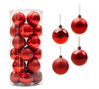 Decorazioni per albero di Natale, palline infrangibili da 3 cm, per palline per albero di Natale, ornamenti natalizi in plastica, 24 pezzi, per decorazioni per albero di Natale (rosso)