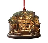 Decorazioni per Albero di Natale - Pendente Libreria Natalizio - Charm Bookshop per Lettore Festività Invernali Interno - Finestra Casa Porta Famiglia Lettore Inverno Interno