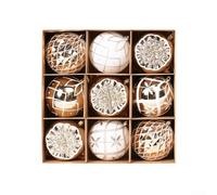 Decorazioni per albero di Natale, set di 9 ornamenti a sfera con corde da appendere, adatte per uso interno ed esterno, per le vacanze, e leggere (bianco)