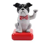 Decorazioni per auto con cani ondeggiate a energia solare, mini braccio oscillante divertente adorabile danza cucciolo del cruscotto ornamento moto per la decorazione del tavolo (Cane bianco nero)