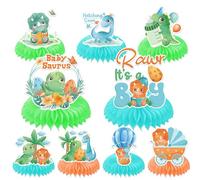 Decorazioni per baby shower a forma di dinosauro, 9 pezzi, centrotavola a forma di dinosauro, decorazioni per feste di compleanno a nido d'ape, forniture per feste di compleanno per bambini di 1, 2,