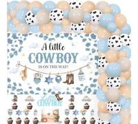 Decorazioni per baby shower con cowboy e palloncini blu, kit per arco con un piccolo cowboy is on the way, decorazioni per torte, decorazioni per torte, cowboy western, decorazioni per baby shower