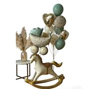 Decorazioni per baby shower per ragazzi e ragazze, cavallo a dondolo gonfiabile, carrozzina vintage, Oh Baby, palloncino a cuore dorato, foglio/lattice/palloncini trasparenti per feste di genere