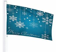 Decorazioni per bandiere di Natale e Capodanno 3x5 Ft Stella luminosa Fiocco di neve Nastro Magia vibrante Inverno Poliestere Motivo stampato Decorazioni per esterni per case e giardini
