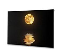 Decorazioni per battesimo, luna piena riflessa nell'acqua. Tela decorativa per soggiorno, decorazione religiosa pasquale (30 x 40 cm)