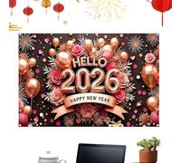 Decorazioni Per Capodanno 2026,Grande Insegna in Tessuto | Stendardo Per Decorazioni Di Capodanno 2026 - per Casa Soggiorno Garage Giardino Portico Scuola Ufficio Fattoria Sfondi per Cabina Fotografic