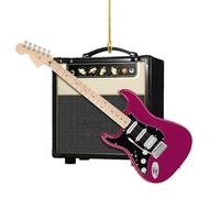 Decorazioni per chitarra natalizia - ornamenti per strumenti in acrilico, mini chitarra elettrica, materiale leggero, durevole, tema musicale natalizio, colori vivaci, per gli amanti della