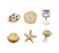 Decorazioni per Ciabatte,6 Pezzi Stella Marina Oro Decorazione per Scarpe | a Forma di Conchiglia per Ciabatte | Per Festa in Casa, Vacanze, Capodanno, Compleanno, Giornata al Mare, Viaggio Quotidiano