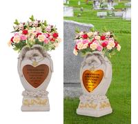Decorazioni per cimitero per tombe, vasi del cimitero per tombe, decorazione per tombe, angelo da giardino, vaso per cimitero con LED, statua commemorativa per giardino di famiglia, regalo funerario,