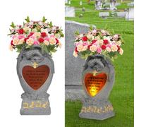 Decorazioni per cimitero per tombe, vasi del cimitero per tombe, decorazione per tombe, angelo da giardino, vaso per cimitero con LED, statua commemorativa per giardino di famiglia, regalo funerario,