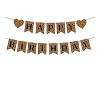 Decorazioni per Compleanni con Ghepardo, Pre-Infilate Nere Glitterate Striscione di Buon Compleanno Leopardato per Ragazzi e Ragazze Decorazioni Feste a Tema Safari Nella Giungla