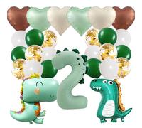 Decorazioni per compleanno a tema dinosauri, palloncini in foil a forma di dinosauro per bambini di 2 anni, palloncini verdi per feste a tema dinosauri, festa nella giungla per bambini