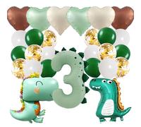 Decorazioni per compleanno a tema dinosauri, palloncini in foil a forma di dinosauro per bambini di 3 anni, palloncini verdi per feste a tema dinosauri, festa nella giungla per bambini