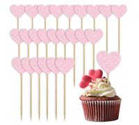 Decorazioni per Cupcake a Forma di Cuore 24 PcsToppers Cupcake cuore Glitter,Torte Toppers Cupcake Toppers glitter Cuore d'amore,Toppers Decorati Con Torta per San Valentino,Matrimoni (Rosa)