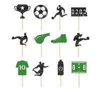 Decorazioni Per Cupcake A Tema Calcio | 2D Forniture Feste Sportive | 12 Pezzi Topper Cupcake Calcio | Per Feste Di Compleanno Eventi Giochi Casa Scuola Pasticceria Uomini Ragazzi Bambini Fan