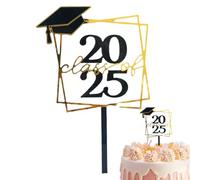 Decorazioni Per Cupcakes Graduation Duemila Venticinque, Toppers Per Cupcakes Graduazione Duemila Venticinque, Accessori Stabili In Nero E Oro Per Foto Usati In Classe Scuola Unive