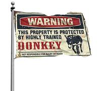Decorazioni per dormitorio per ragazzi universitari che avvertono che questa proprietà è protetta da una bandiera ad asino altamente addestrata, bandiere universitarie per ragazzi decorazioni da