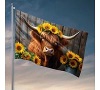 Decorazioni per dormitorio per ragazzi universitari girasole coronato bandiera mucca Highland Yard Art Patio accessori (152 x 244 cm)