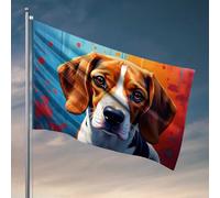 Decorazioni per dormitorio per ragazzi universitari ritratto colorato di un simpatico cane bandiera manica a vento bandiera bandiera all'aperto per camera ragazzi (60 x 90 cm)