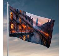 Decorazioni per dormitorio per ragazzi universitari veneziani canali al crepuscolo bandiera manica a vento bandiera all'aperto per camera ragazzi (152 x 244 cm)